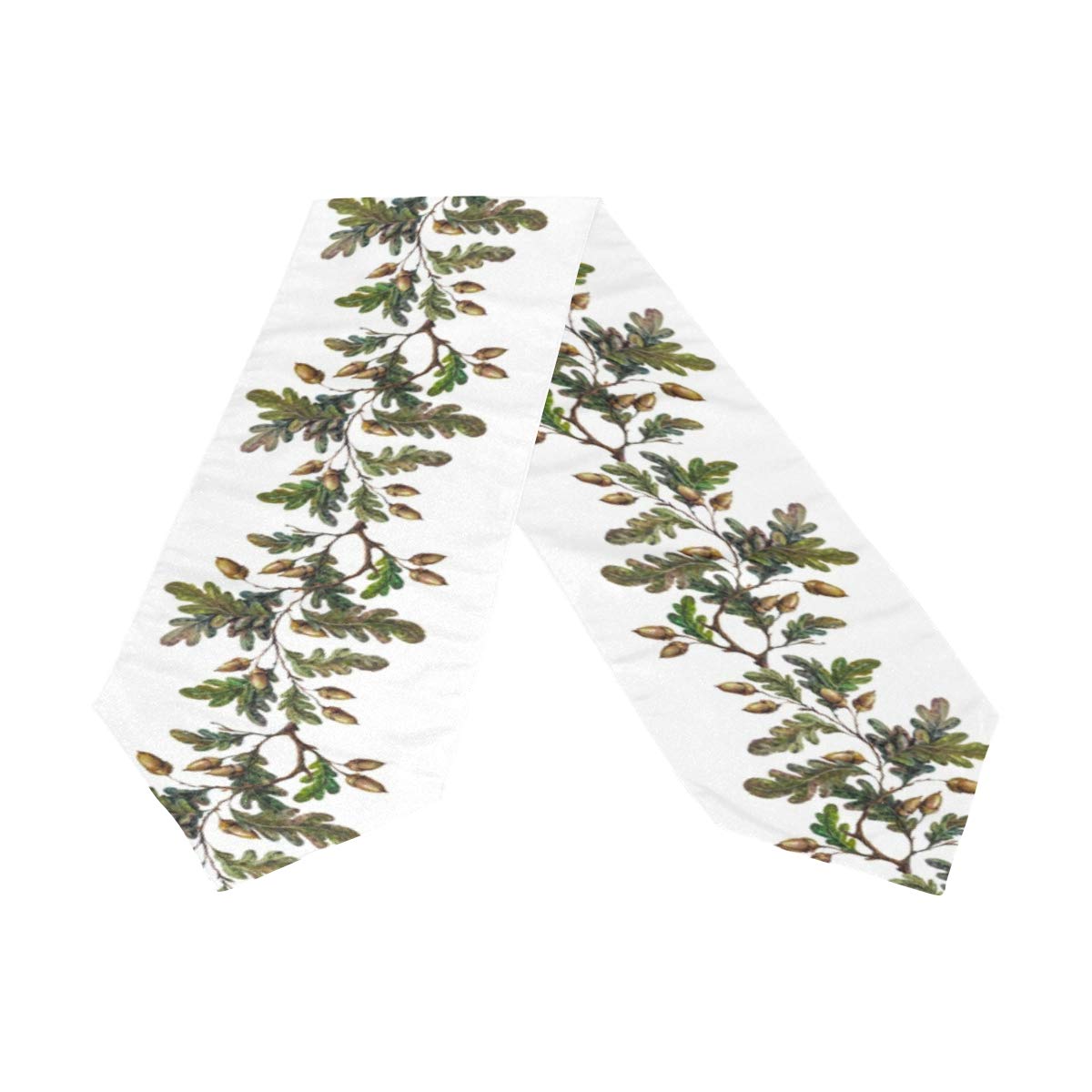 Dallonan Double Sided Table Decoration Runner Watercolor Oak Tree Branches Leaves and Acorns Retro Autumn Table Runner 13x90 Inch Polyester Table Decorations for Party Weddings, Multicolor