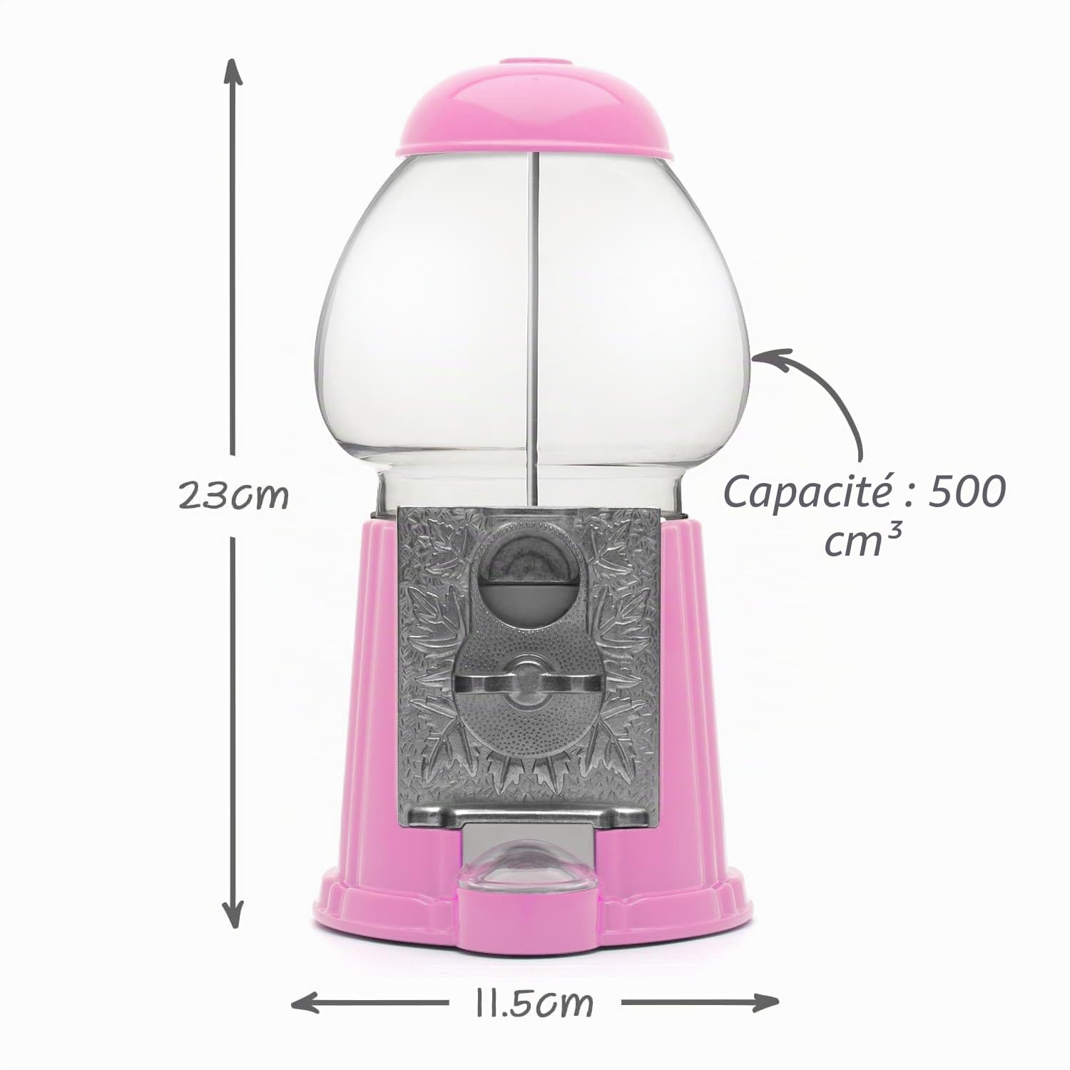 CKB LTD Gumball Distributeur de Chewing-Gum Bonbons gobstoppers en Forme de pièce de Monnaie Style Rétro Tirelire H23cm (Petite Taille 23 x 12,5 x 11,5cm) (Rose)