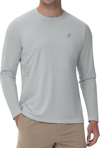 Runhit Mens UPF 50+ Sun Protection Shirts Long Sleeve UV Swim Shirt Fishing Hiking Running Rash Guard Quick Dry Lightweight