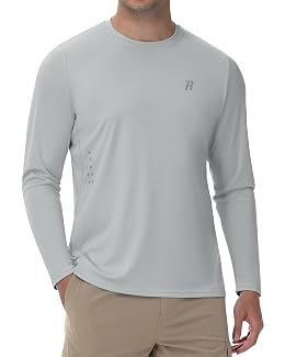 Runhit Men's UPF 50+ Sun Protection Shirts Long Sleeve UV Swim Shirt Fishing Hiking Running Rash Guard Quick Dry Lightweight
