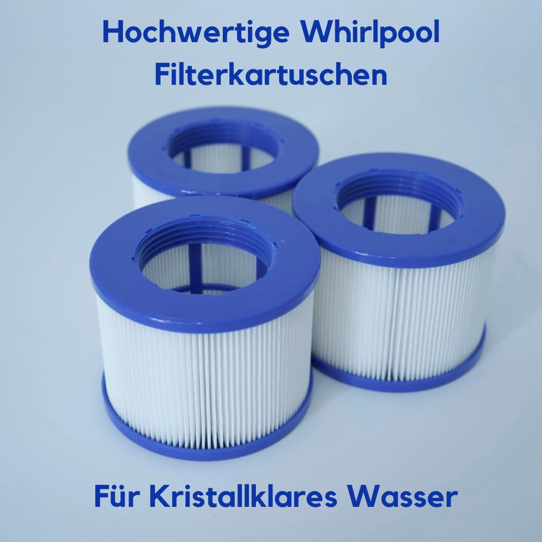 GAJA Filter Set 2in1 für aufblasbare Spa, Infinite Spa, 6 Filterkartuschen und 2 Schutznetze für Clever Spa u. Whirlpool Filter Spa Zubehör Ersatz Filter aufblasbare Pools