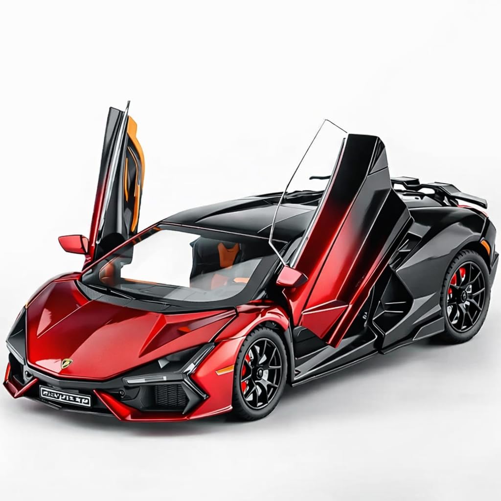Invite Enterprise 1:24 Lamborghini Revuelto Diecast Metal Pull Back Car – 4 Openable Doors with Sound & Light | Perfect Toy Decoration & Gift for Kids【Red-Color】-picture-14