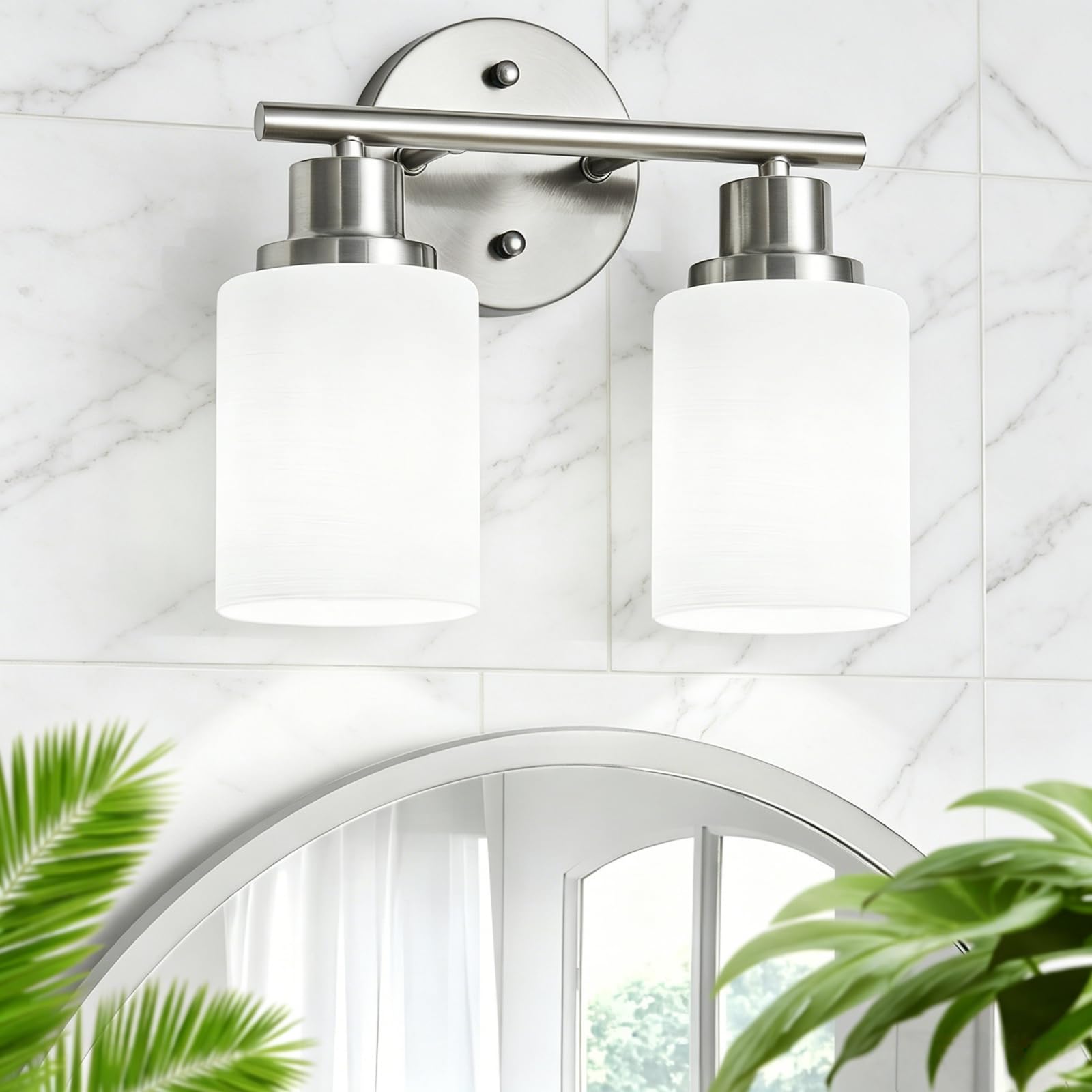 Photo 1 of Guliaofo Brushed Nickel Vanity Lights, 2-Light Bathroom Light Fixtures