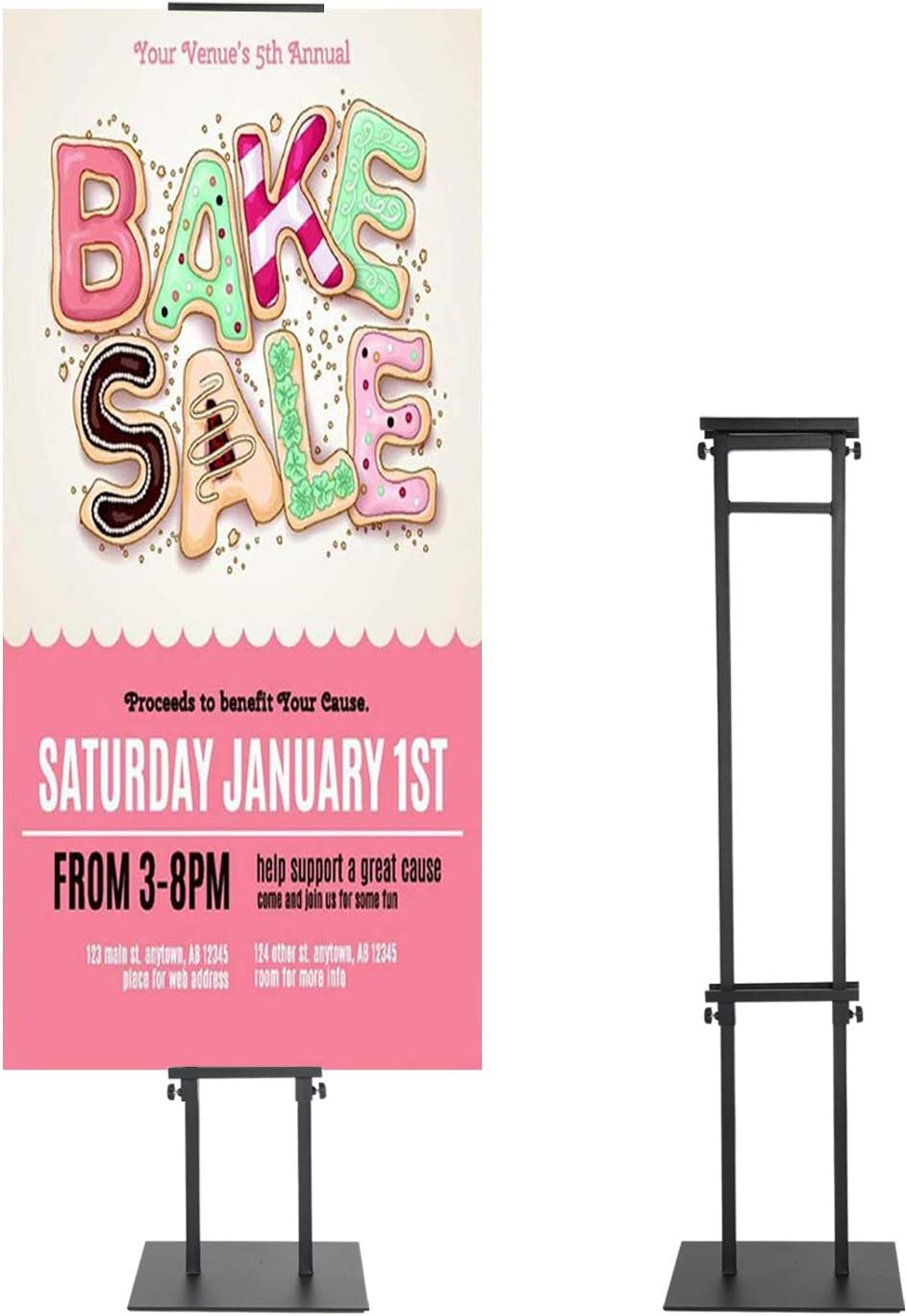 Poster Stand Display Floor Sign Stand Pedestal Heavy Duty Sign Holder Stand with Base Height Adjustable for Display Board & Foam Sign,Black