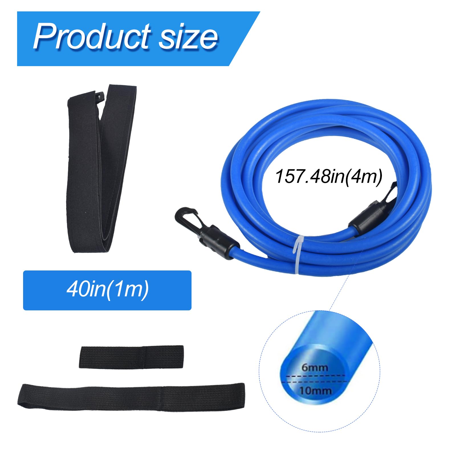 Ceinture élastique De Natation Réglable – 4 M, Taille 55-105 Cm, Pour Tous Les Styles De Nage