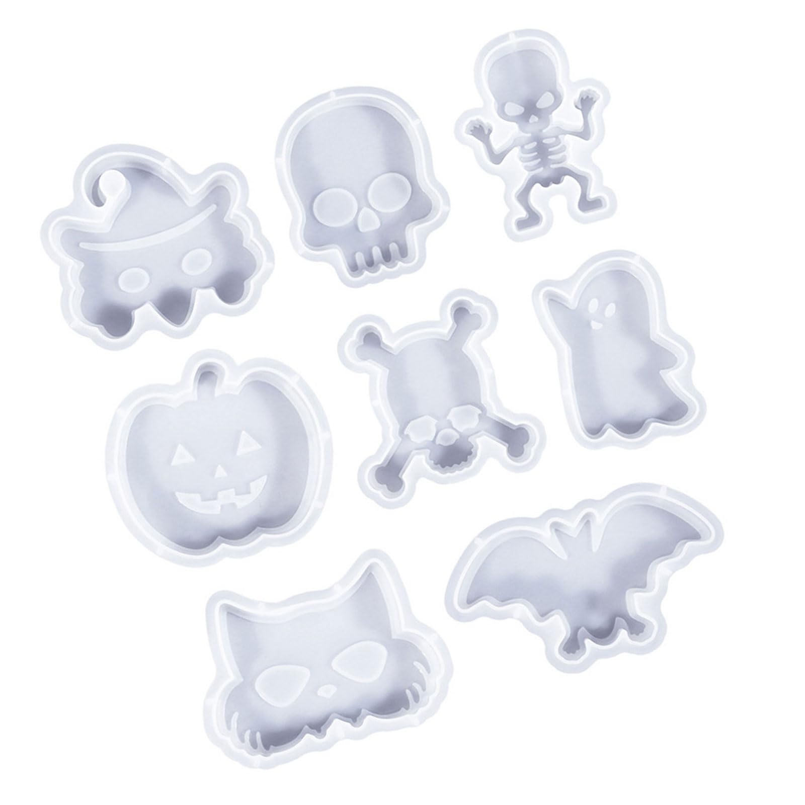 Xqbfjymp 8 Combinations 3 6/8Pcs Christmas Theme Silicone Molds Halloween Themed Silicone Moulds For Epoxy Resin Home Decoration