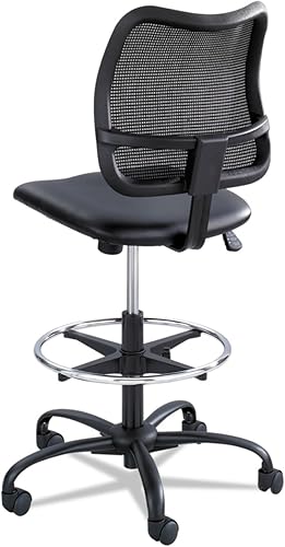 Miniatura 4 de Safco Silla con ruedas, altura extendida, malla de vinilo negro, altura ajustable, respaldo de apoyo y diseño ergonómico, capacidad de 250 libras,