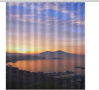 Sunrise Shower Curtain,Sunrise Over The Bay of Naples,Shower Curtain for Bathroom Waterproof Polyester Fabric with 12 Hooks,72 X 72 Inch