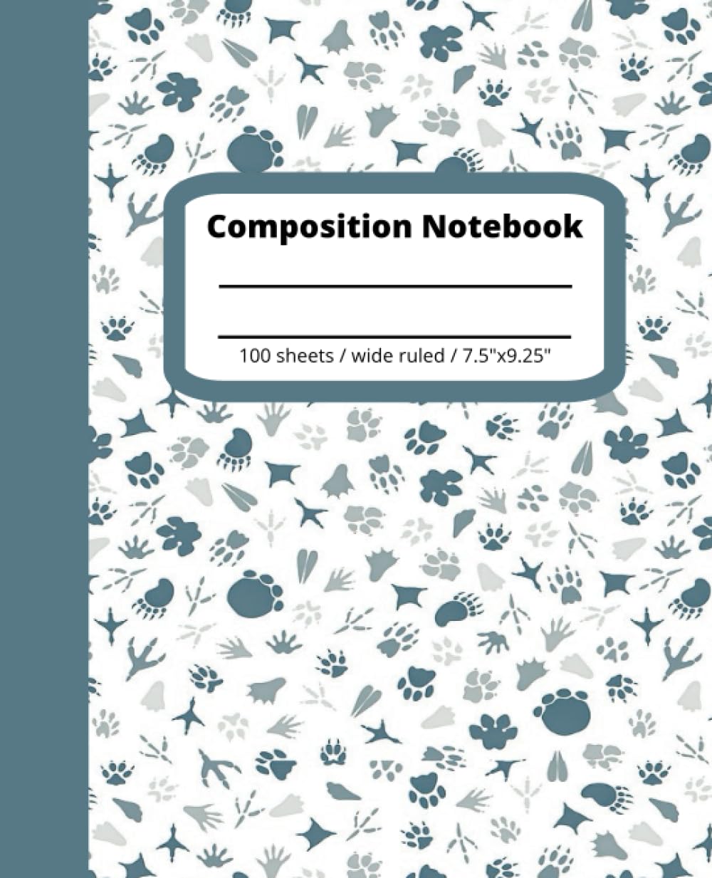 Footprints Composition Notebook: Blue Animal Feet / Paws | 7.5" X 9.25" | Wide Ruled Lined 100 Pages | Cute Aesthetic School Supplies for Kids, Teens, Students: Cool Unique Back to School Supplies