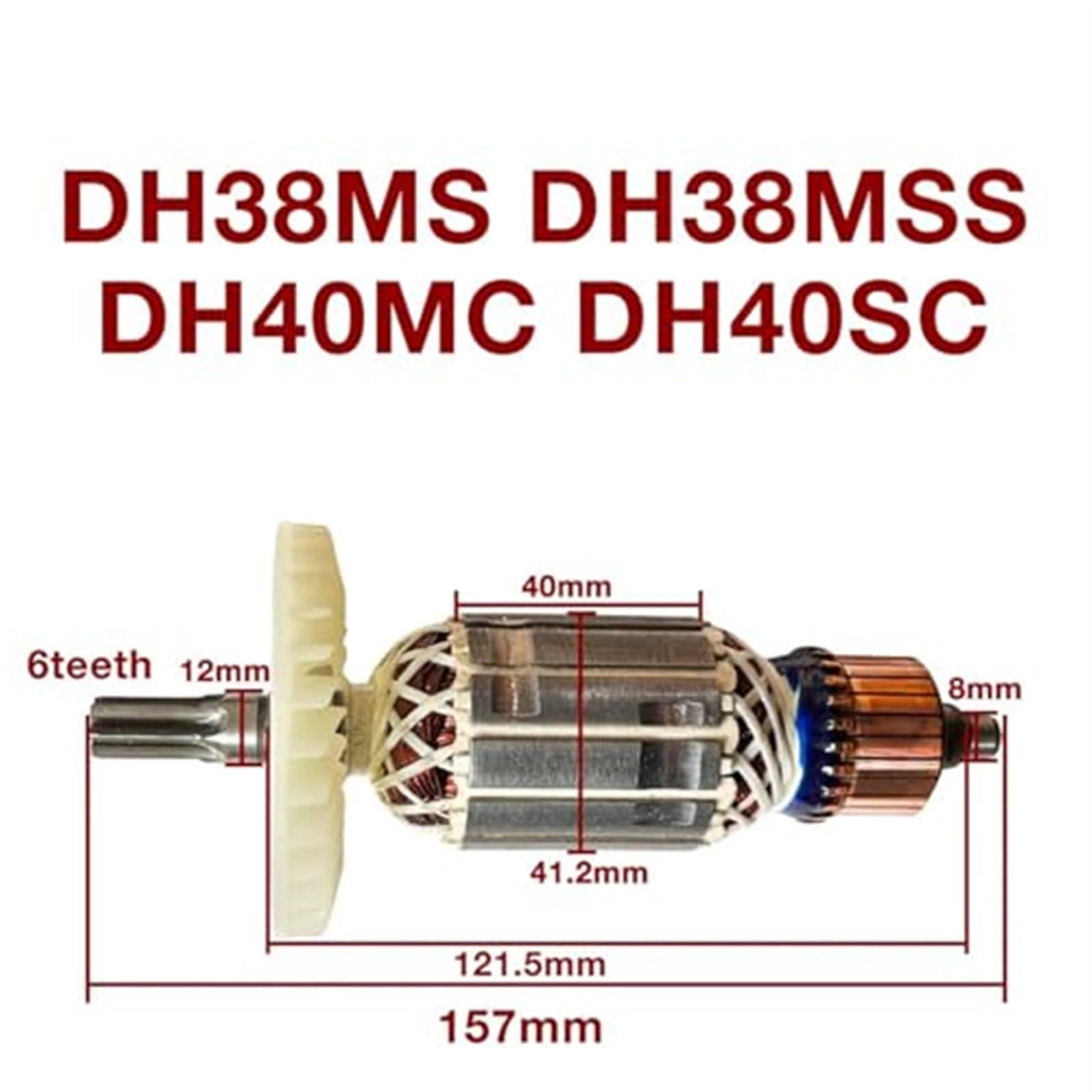Rotore dell'armatura del martello DH38MS, for Hitachi, DH38MS DH38MSS DH40MC DH40SC Sostituzione degli accessori di ancoraggio del rotore dell'armatura del trapano a percussione Indotto del mot