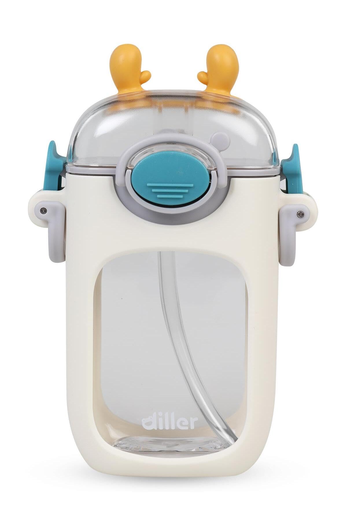DILLER Tritan Pipetli Su Matarası Beyaz 400ml Spor Şişesi
