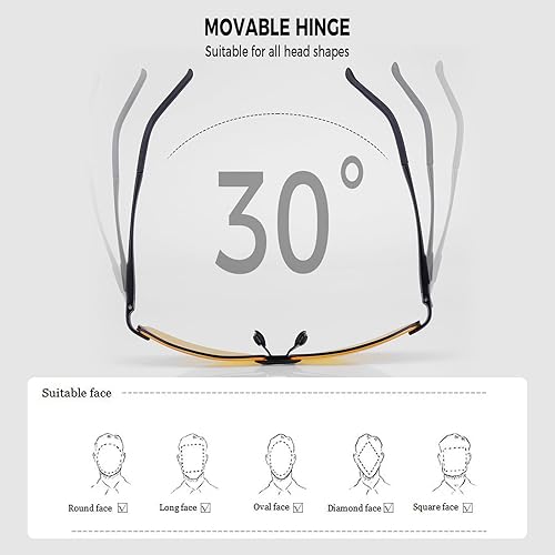 Miniatura 6 de Gafas de conducción nocturna para hombres y mujeres, antirreflejos, polarizadas, HD, visión nocturna, para conducir, NegroAmarillo