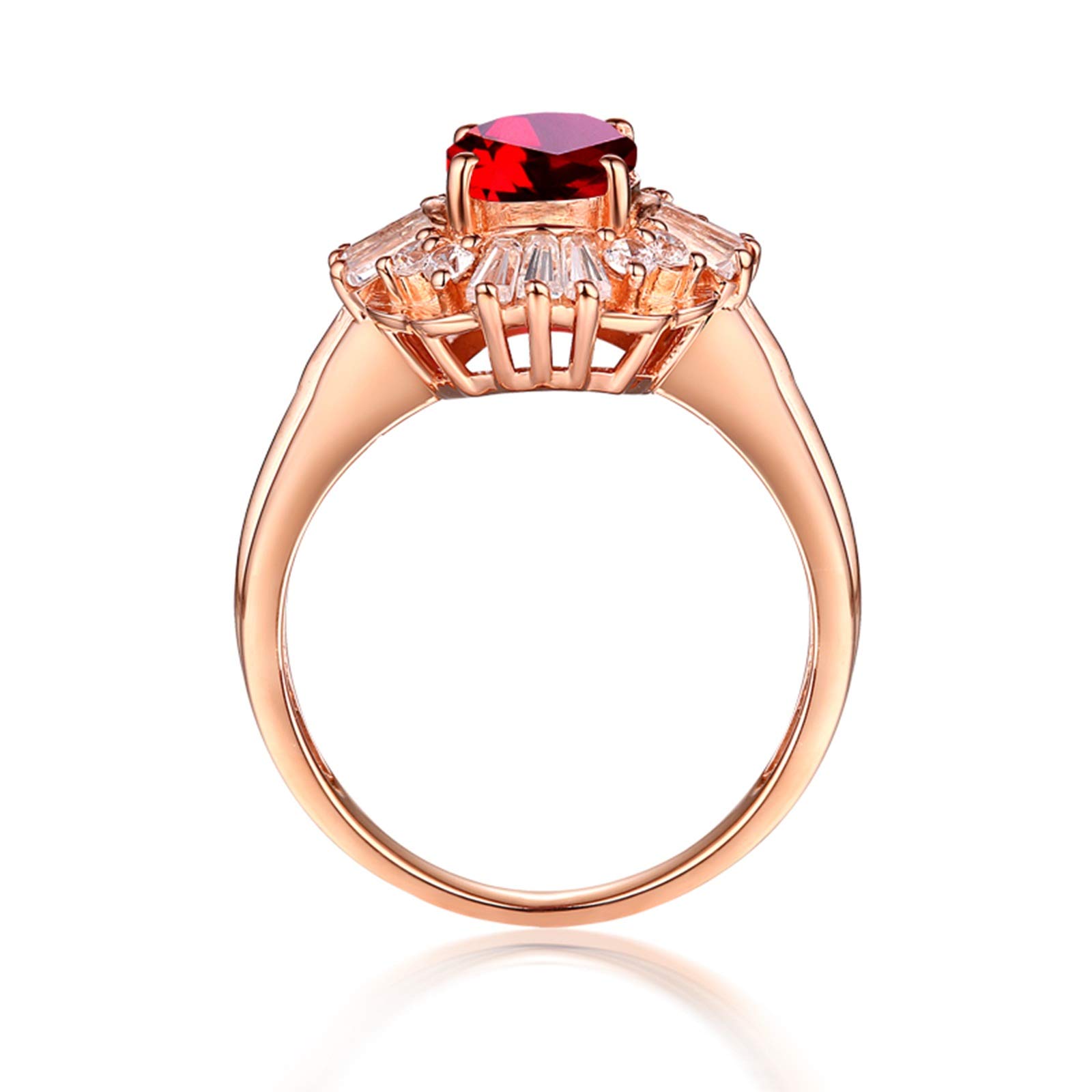 Beydodo Pierścionek zaręczynowy 18-karatowy diamentowy kwiat z rubin 0,99/1,2 ct, damski pierścionek z różowego złota e różowe złoto, 62 cm (19,7 cala), colore: 1.2ct, cod. TLLWGZ3461