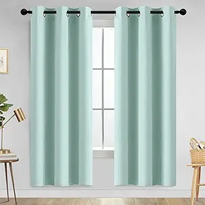Yakamok Blackout Curtains Room Darkening Thermal Insulated Window Panels,Solid Grommet Top Drapes for Bedroom/Living Room(42Wx72L, Aqua, 2 Panels)
