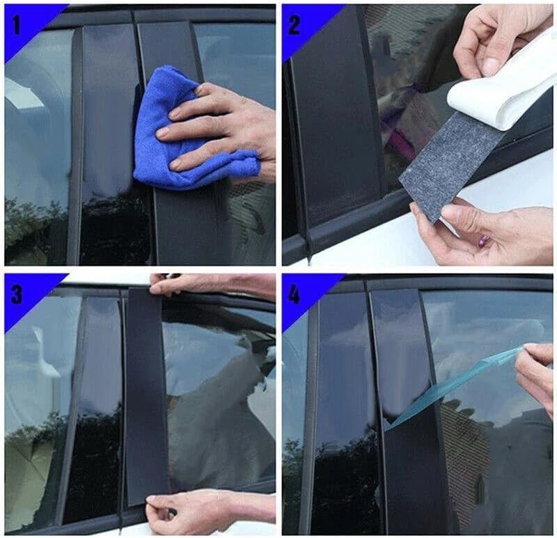 に適合する パナメーラ 2009-2016 に適合する 4個 グロスブラック ピラーポスト ドア サイドウィンドウ デコレーション