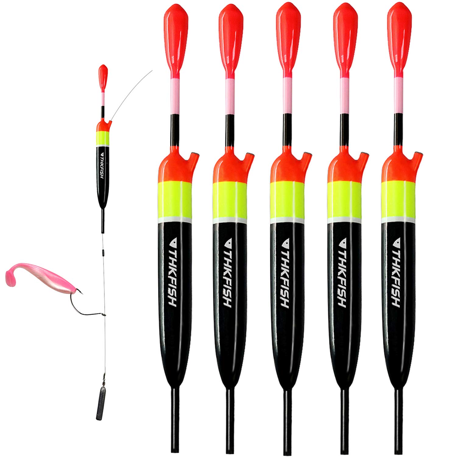 THKFISH Fishing Bobbers Fishing Floats and Bobbers Slip Bobbers for Fishing Balsa Floats Crappie Fishing Bobbers 5PCS