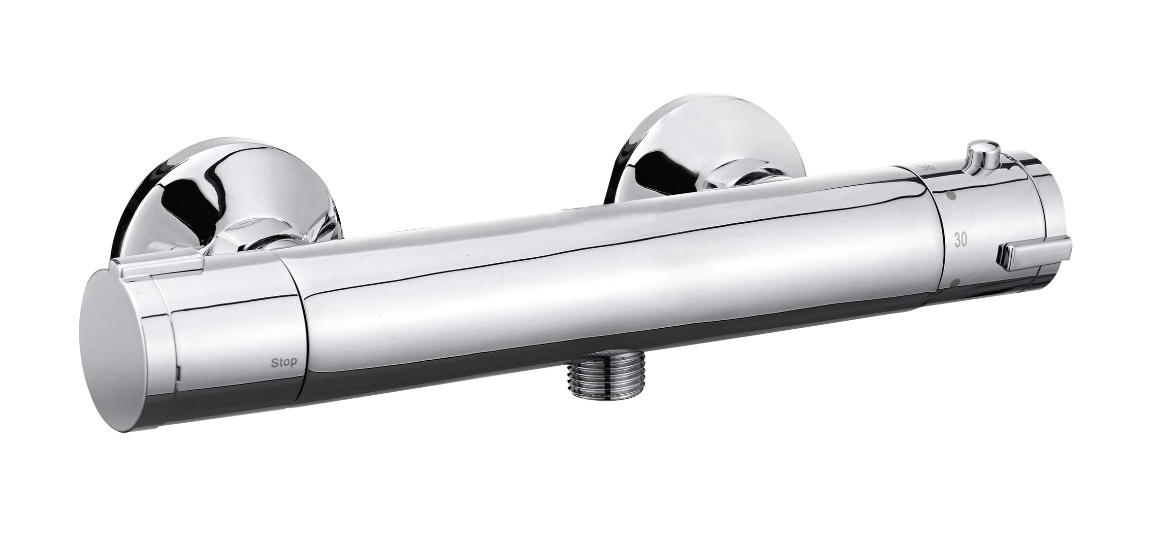 System prysznicowy Young Eco, z armaturą termostatyczną i 2 regulatorami oszczędzania wody, deszczownicą Ø 20 cm i słuchawką prysznicową Ø 11 cm z 5 funkcjami, odporny na zginanie wąż prysznicowy ze
