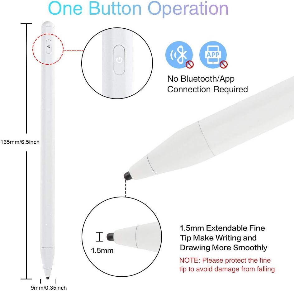 Stylus Pen for Touch Screen, COSOOS Pad Pencil Replacement, Stylus for iPad Pro/Air/Mini, Fine Point Stylist, Tablet Pens Compatible with iPhone 11 Pro Max, Samsung, Surface, IOS/Android/Windows-White