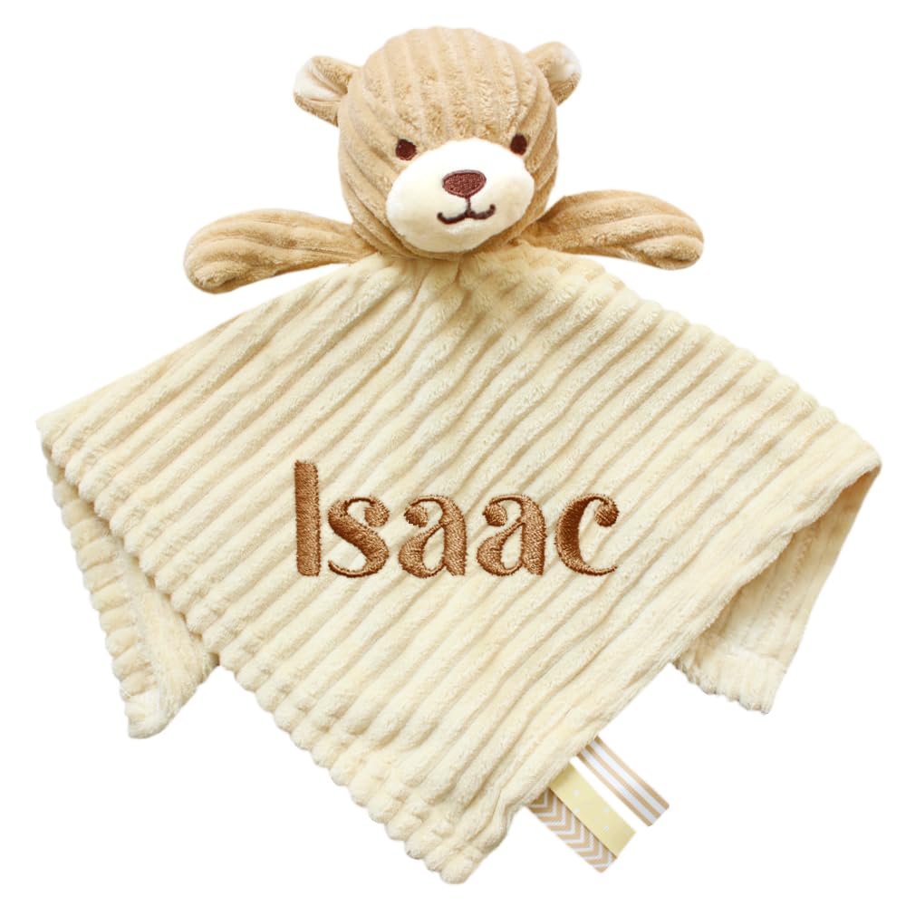 Teddyt's Beige Personalised Newborn Baby Luxury Bear Comforter Blanket Gift