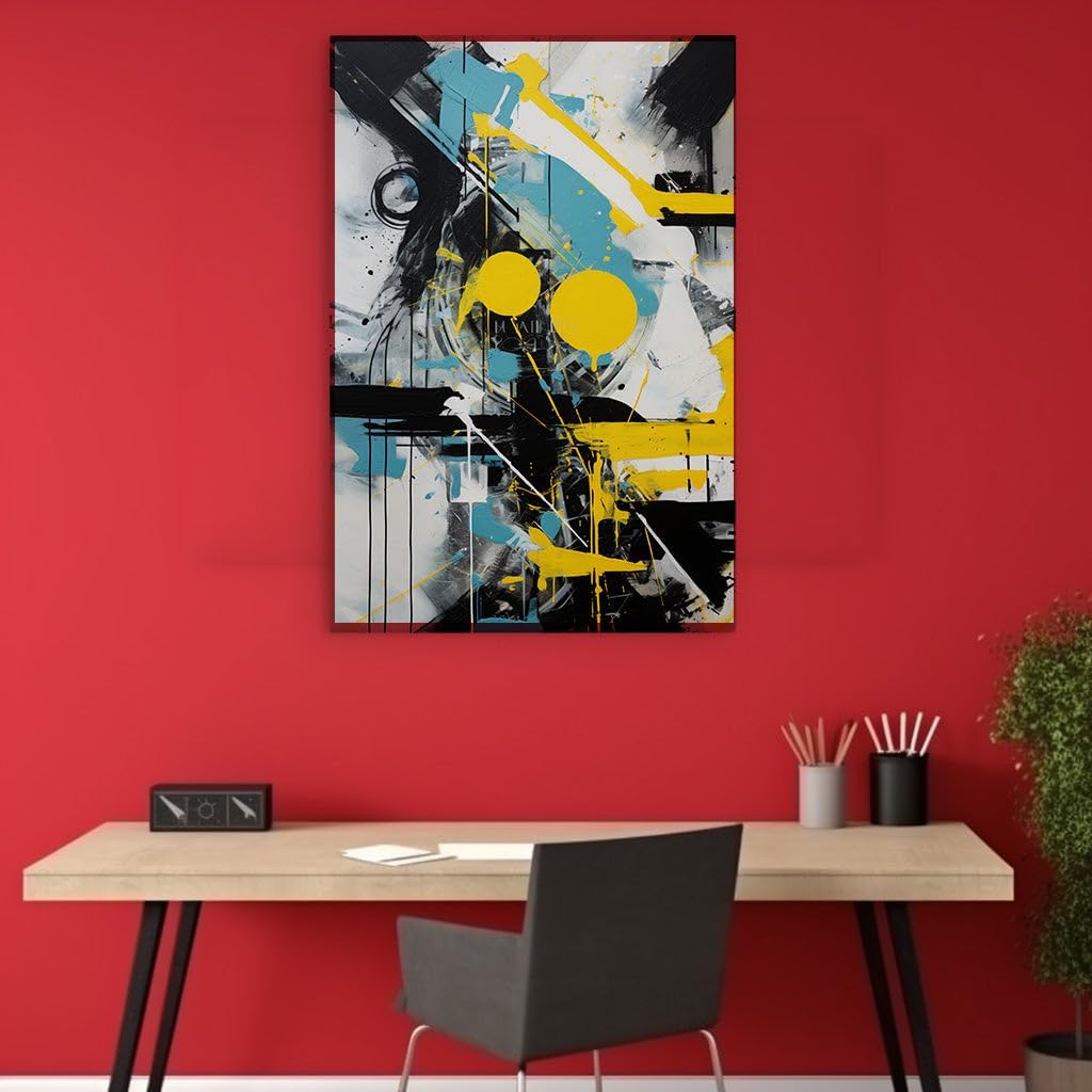 Art Wall: Dynamic Lines, Bold Colors, and Geometric Shapes in a Captivating Abstract Composition. Interior Art, Canvas Art Wall, Arts Wall Decoration Size: 69x46 cm (27x18 inch)