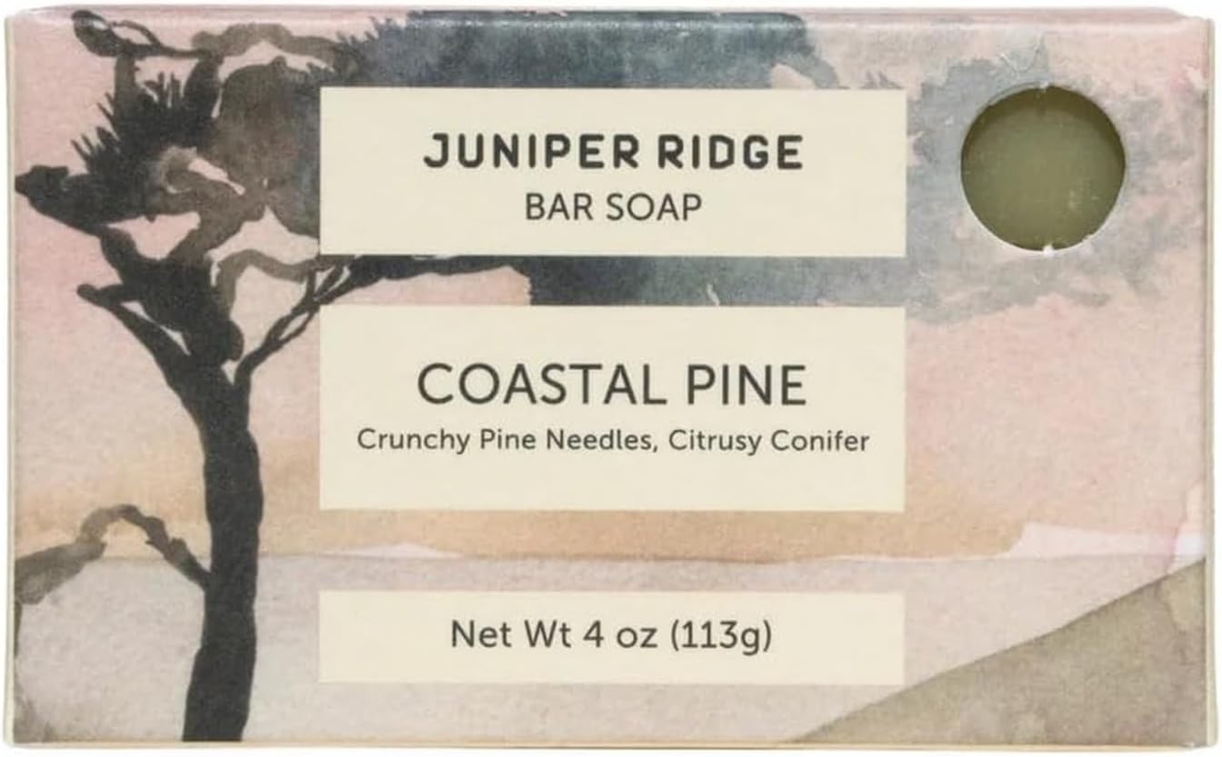 JUNIPER RIDGE Coastal Pine Bar Soap - Cold Processed Mild Castile Soap - Plant Based Ingredients & Steam Distilled Essential Oils - Paraben, Phthalate, Dye, Cruelty, & Preservative Free - 4oz Bar