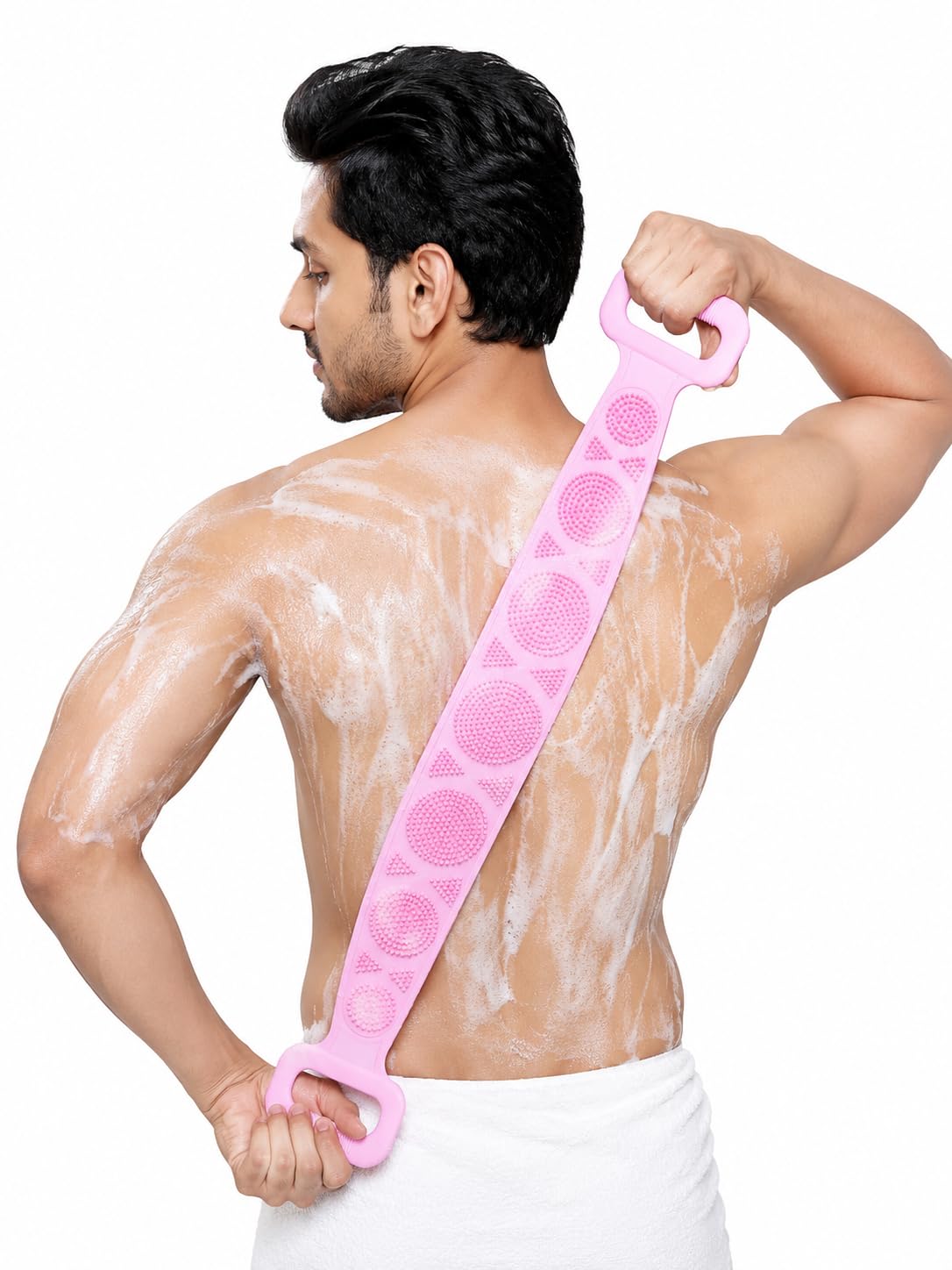 Silicone Back Scrubber Belt with Dual Handle for Deep Cleansing | Exfoliates Dead Skin, Rich Foam Generation, Quick Dry & Hygienic, For All Skin Types, Massage & Relaxation-image-26