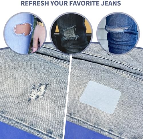 KING MOUNTAIN Iron-on Repair Patch 20 Pcs Pack, 100% Cotton Denim Iron-on Repair Patch, 5 Shades of Blue, Jeans and Clothing Repair and Decoration Kit, Size 3"x4-1/4"(7.5 cm x 10.5 cm) - 2