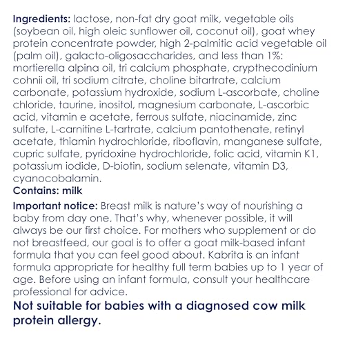 Kabrita Goat Milk-Based Infant Formula Powder with Iron, DHA, ARA & Prebiotics, for Infants 0–12 Months, Non-GMO, 14 oz (Pack of 12)