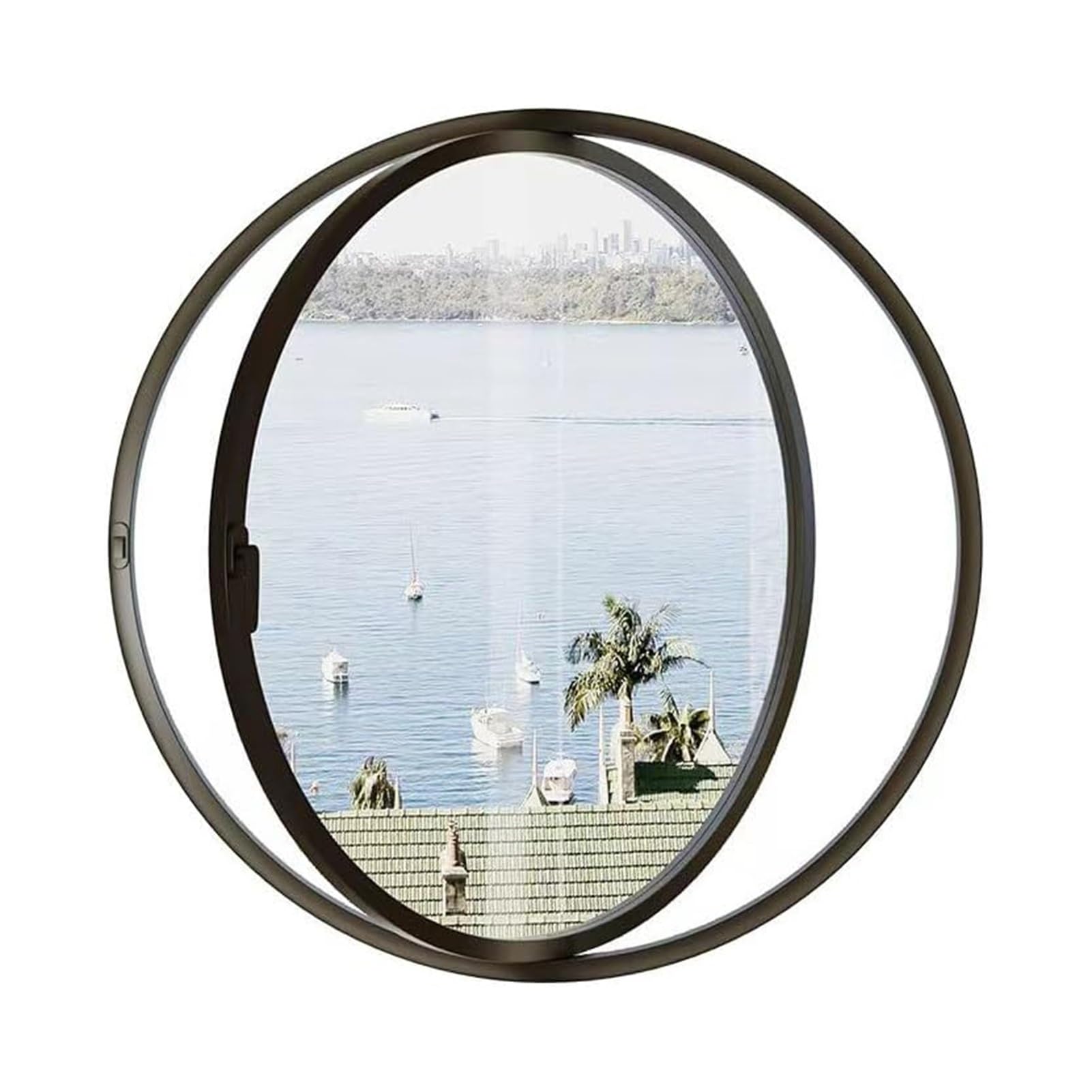 Fenêtre de jardin ronde pivotante alu pour salon chambre et salle de bain