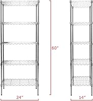 Vista 3 de estante de 5 niveles, 14 x 24 x 60 pulgadas, Acero, Cromado
