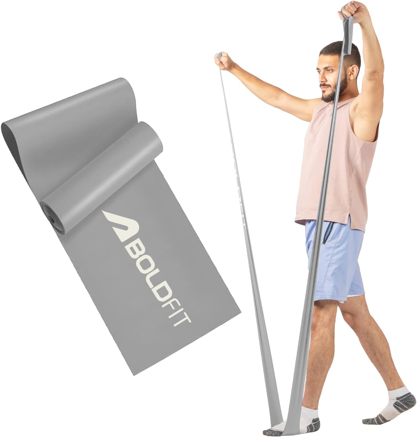 Boldfit Resistance Bands for Workout for Women Pilate Bands for Home Exercise Thera Band Toning Exercise for Gym Latex Band Theraband for Fitness, Stretching, Yoga for Men & Women ExHeavy 4.5Kg Silver