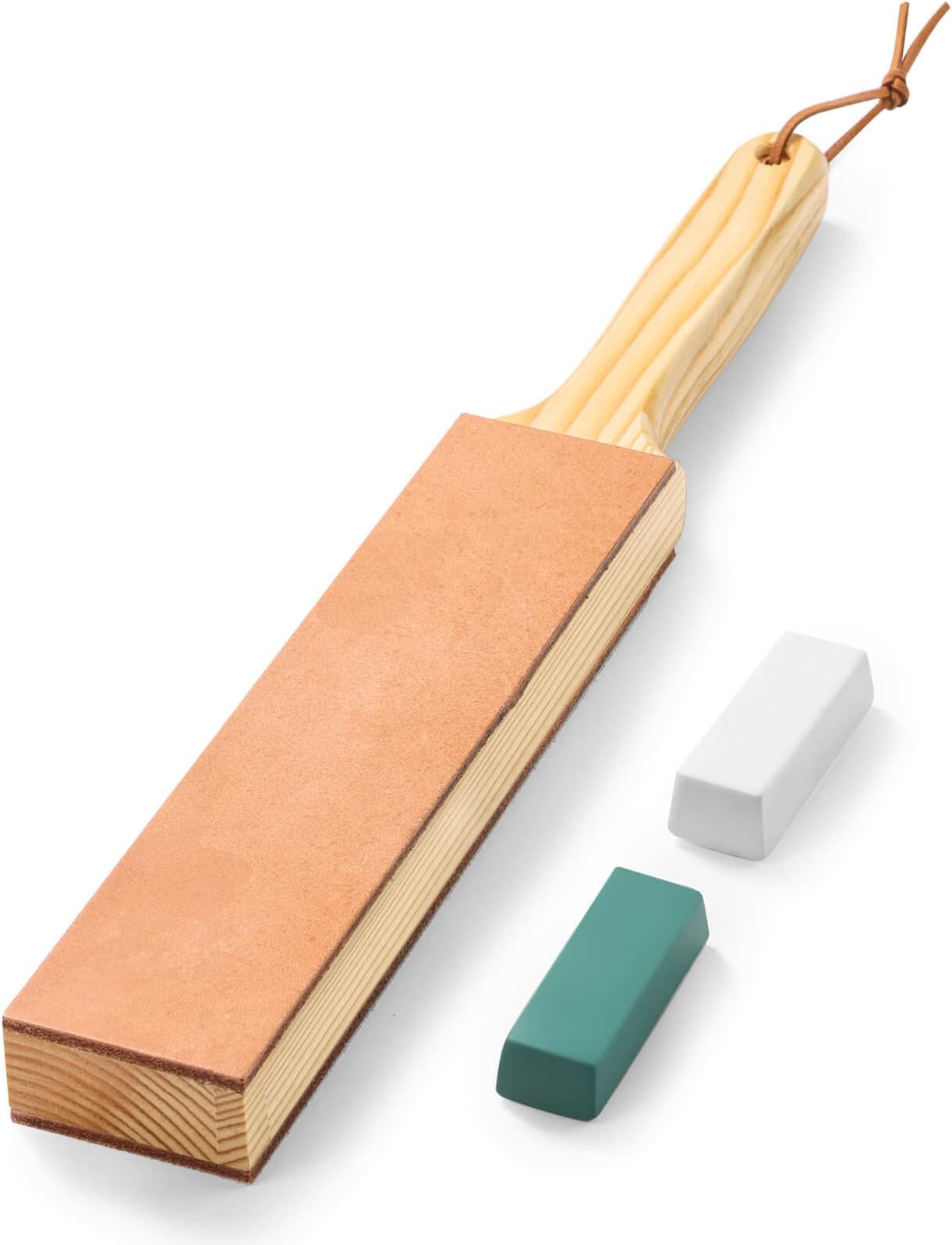 Bacher Premium Leather Strop Kit with 3.5 oz. Polishing Compound Stropping Value