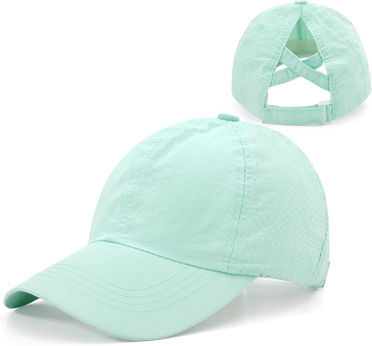 Girls Criss Cross Ponytail Hat Baseball Cap Adjustable High Messy Bun Trucker Ponycap Quick Dry Girls Hats for Kids Ages 7-12