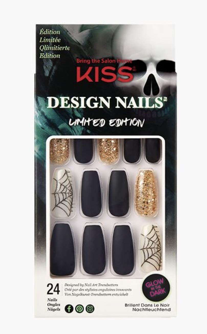 Kiss Special Design Nails Halloween - Amazon.com: Kiss Limited Edition Halloween Design Nails - Undertaker, Long Length, Coffin Shape, 24 Glow-in-the-Dark Fake Nails