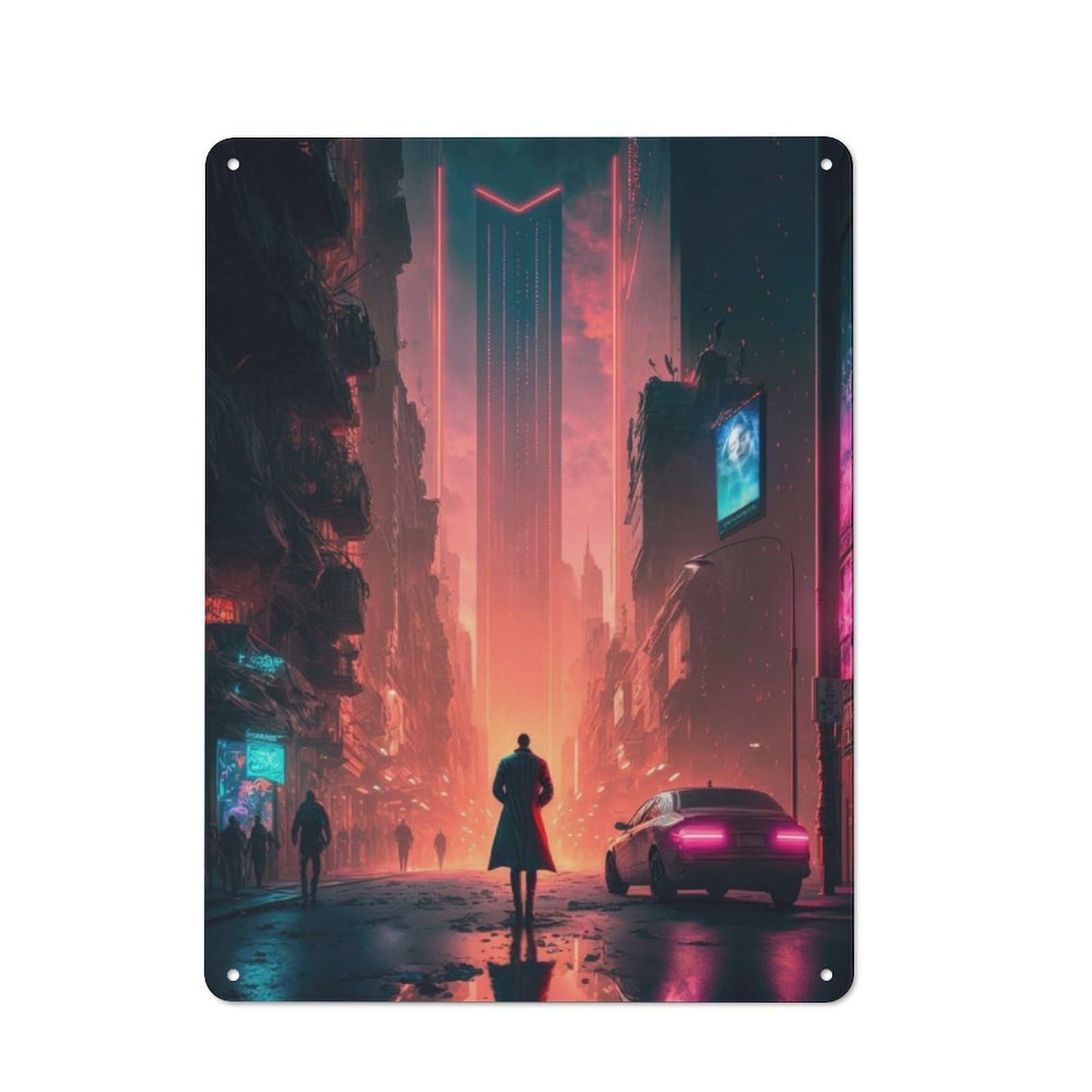 Junmoney Dystopian Future Retro Metal Wall Sign 40X30cm With For Home Bar Wall, A Housewarming Gift For Hosts Who Enjoy Retro Interiors