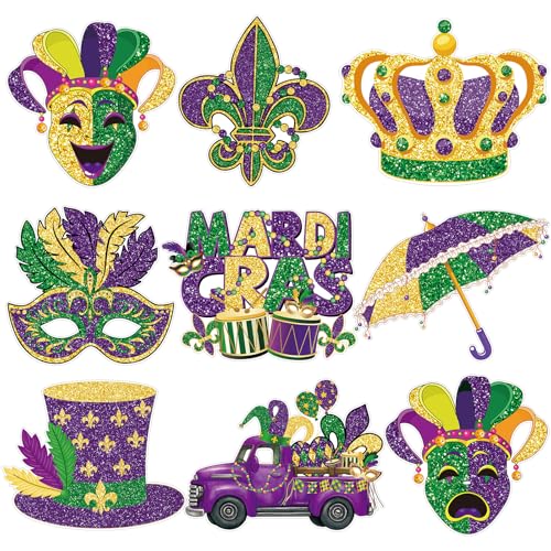 COCHIE Large Mardi Gras Cutouts Decorations Cardboard Cutout Set of