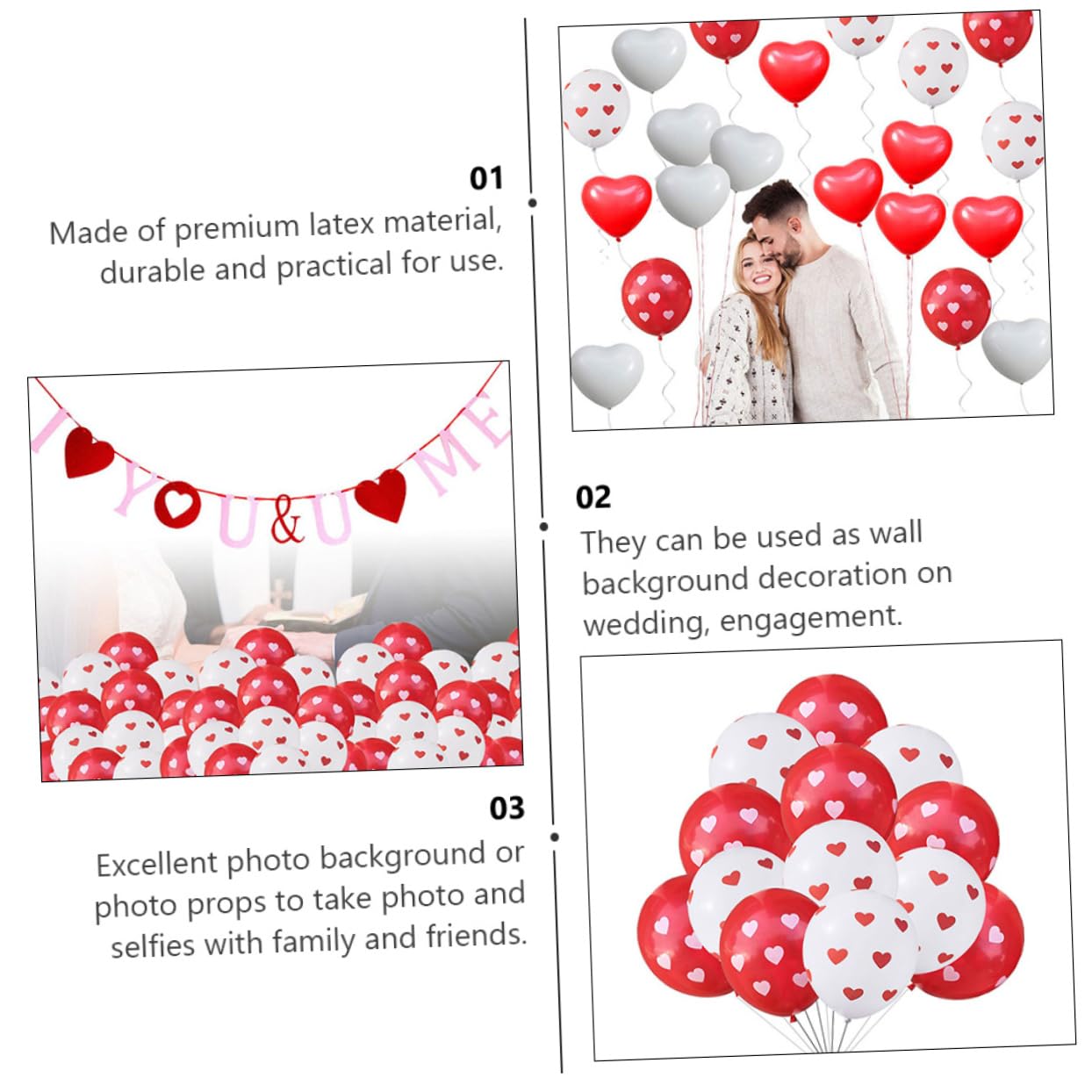 Abaodam 3juegos Globos De Forma De Para Decoración De San Valentín Bodas y Rojo y Perfectos Para Recuerdos