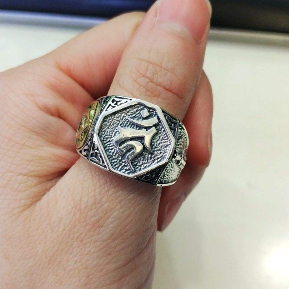 Einstellbare Ring Frauen,S925 Sterling Silber Retro Breite Geometrie Schrift Symbole Punk Verstellbar Open Knuckle Schwanzring Finger Joint Zehenring Schmuck Für Frauen Mädchen Geschenk Hochzeit M