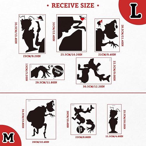 Miniatura 5 de Decoración navideña para ventana de Grinch, calcomanías divertidas de película de Navidad, lindas calcomanías de Navidad, decoración de vinilo con