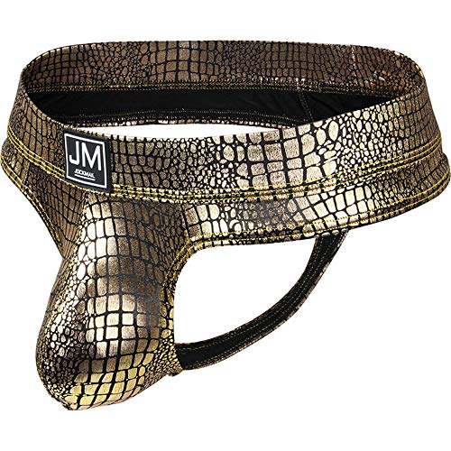 JOCKMAILSexy Men Underwear Jockstrap Snakeskin men hot Gay Men Underwear (X-Large, Gold)