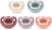 NUK 100%!S(MISSING)ilicone Comfy Orthodontic Pacifiers, 0-6 Months, Pink Fashion, Timeless Collection, 5 Count