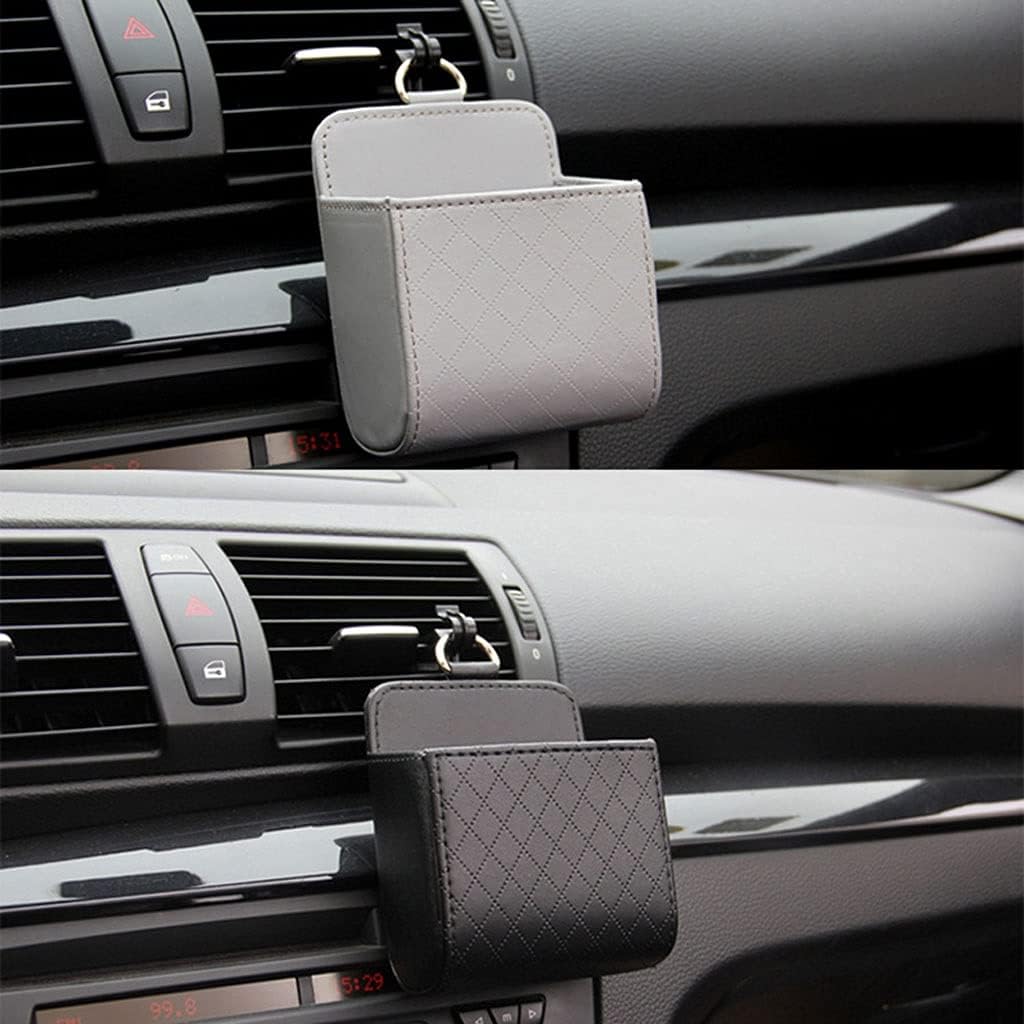Car Storage Bag Air Vent Dashboard Tidy Hanging Leather Organizer Box Glasses Phone Holder Accessories image 4