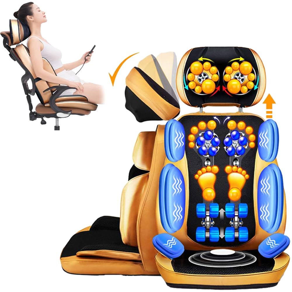 ACMUST Full Body Electric Massage Machine Adjustable Height Massage Chair Massager Seat For Back Neck Hip Pain Relief Mat for Ideal for Home Massaging & Car Seat