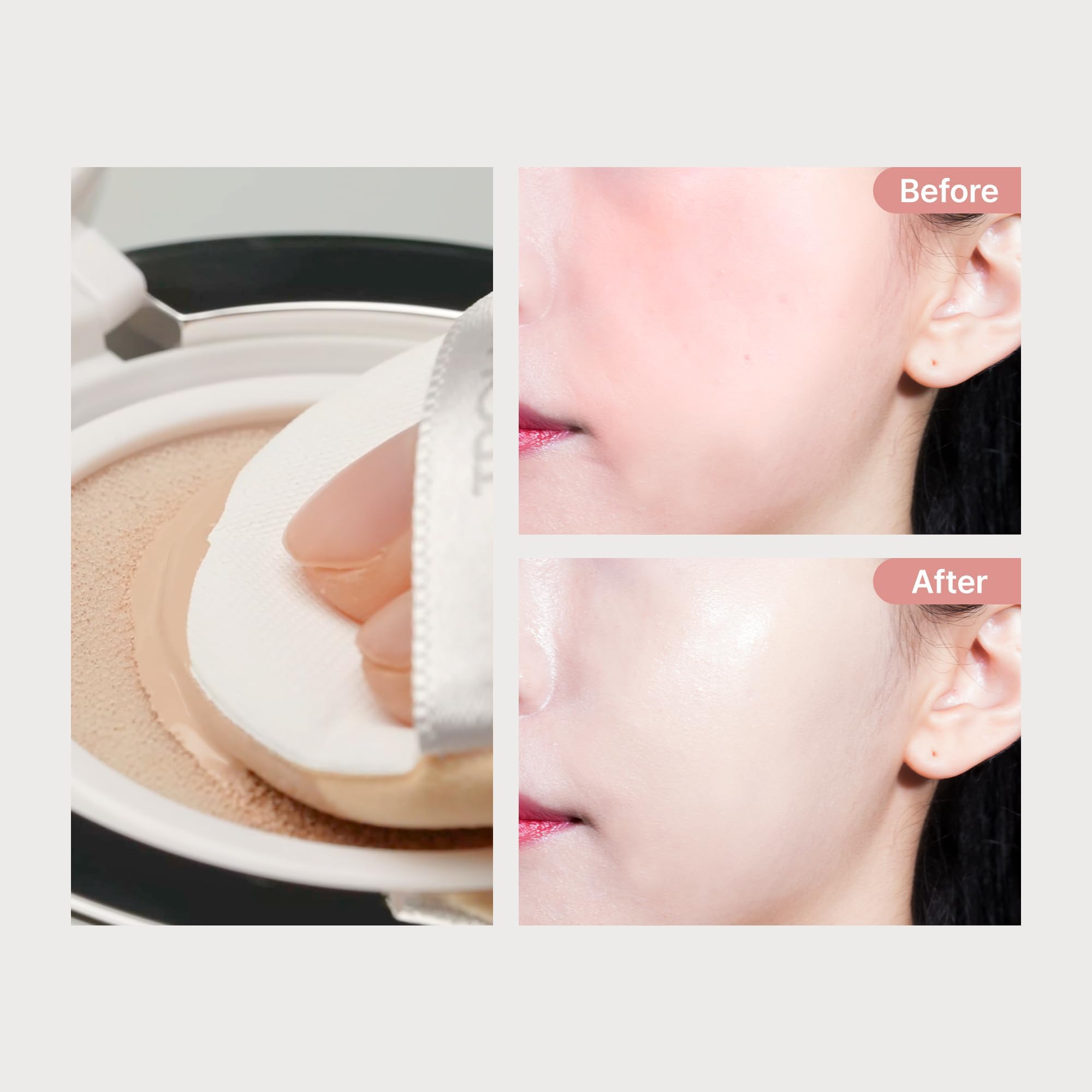 TROIAREUKE (C21) - A+ Cushion Foundation, 21 Light Beige - SPF50+ PA++++ Healing Skincare Cushion Oily Acne Sensitive Skin
