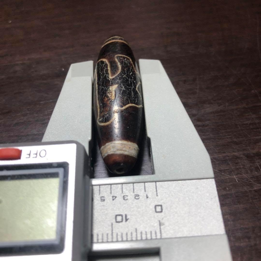 上肯秘蔵紅天珠‼️西蔵老礦紅玉髄月紋様梵字（サク、勢至菩薩）天珠