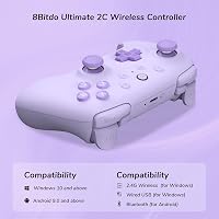 8bitdo Ultimate 2C Vezeték Nélküli Kontroller Windows PC és Android Eszközökhöz - 1000 Hz, Hall-Effekt Joystick, Programozható Gombok, Turbó 6
