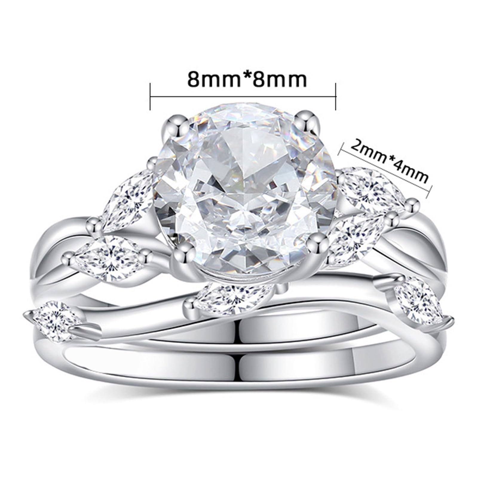 9K/14K/18K Oro Blanco/Platino 950 Alianzas Boda Anillo Moissanite Blanco 2ct