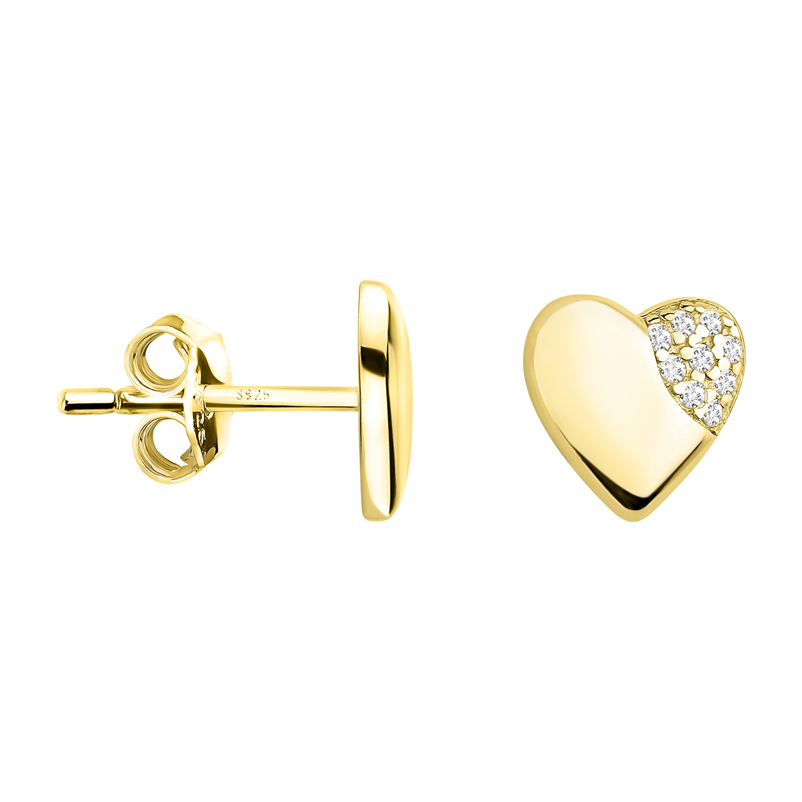 SOFIA MILANI - Pendientes para Mujeres en Plata de Ley 925 - con Circonitas - Pendiente de Botón de Corazón