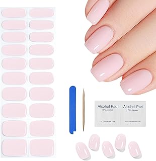 22 unidades autocolantes de unhas de gel semi-curado, envoltórios de esmalte de gel para unhas, tiras de unhas de gel, lâmina de gel UV para unhas inclui lima e vara para arte de unhas DIY