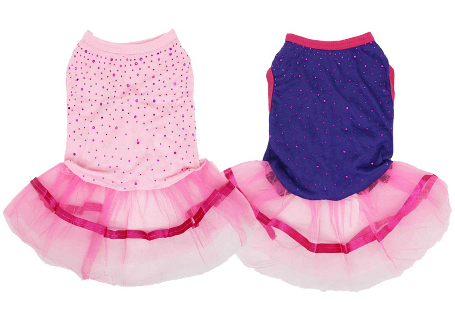 2 Pieces Small Dog Dresses for Small Dogs Cute Girl Female Dog Dress for Girls Puppy Shirt Skirt Doggie Dresses Pet Summer Clothes Apparel for Dogs